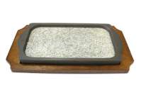 Сковорода чугунная на деревянной подставке 290х170мм