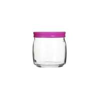 Банка с крышкой для сыпучих продуктов 650мл розовая крышка