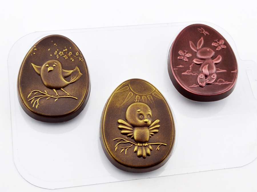 Форма для шоколада  пасхальная "Птички и Кролик"