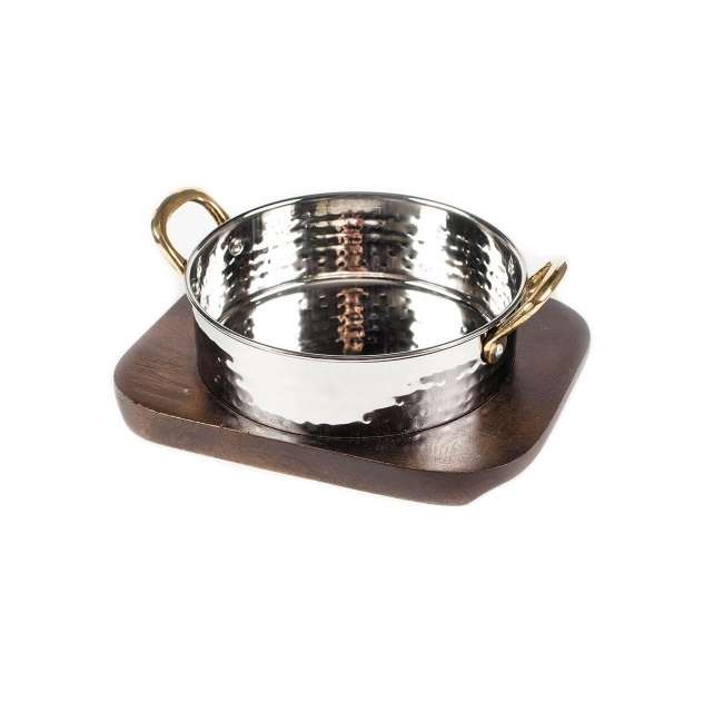 Сковорода d140мм на деревянной подставке