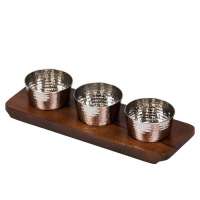 Сет сервировочный 3 соусника по 100 мл на деревянной подставке  P.L.